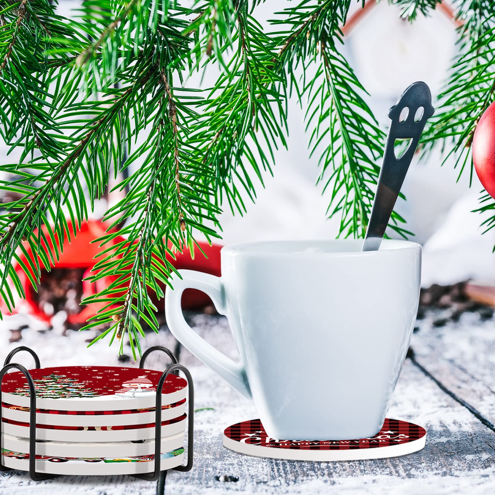 Verres à Paille Bonhomme Pain D'épice - Lot De 6, Capacité 440 Ml, Avec Couvercle - Décoration Et Usage Festif De Noël