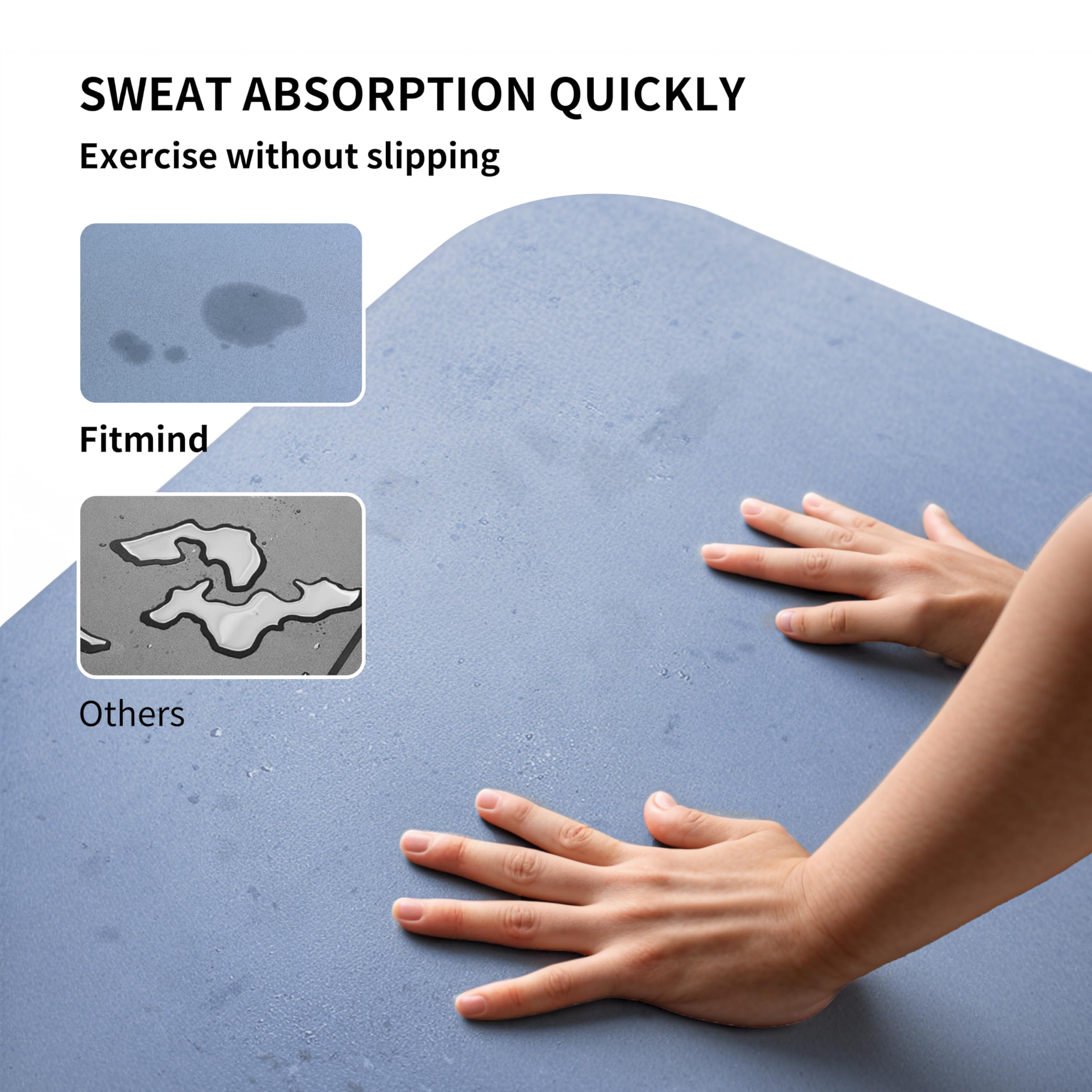 Esterilla Yoga Antideslizante, Extra Wide & Long, Non-Slip Natural Rubber Base & PU Top, Anti-Tear, Ideal for Yoga, Pilates, and Fitness,1830×680×4.5mm