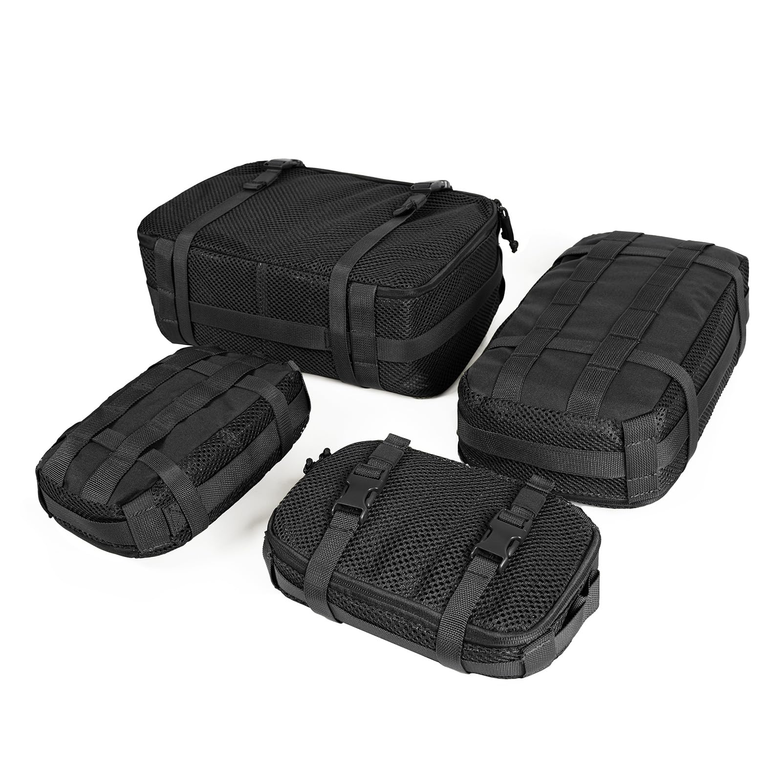 4 Set Tactical Packing Cubes ，Compressible Mesh Duffle Storage Bag,Portable Edc Molle Pouch Organizer.