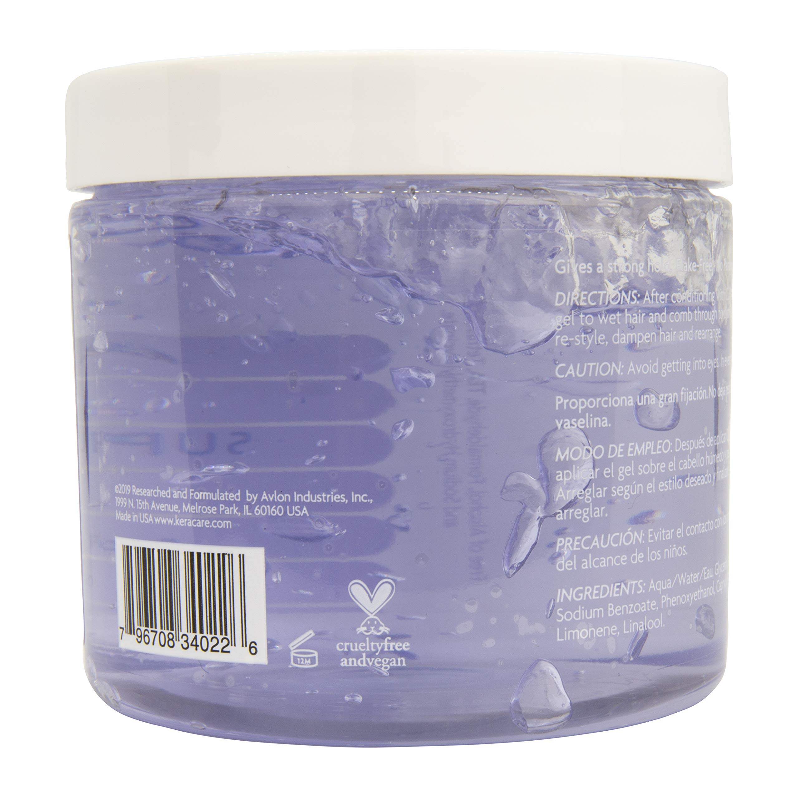 KeraCare GelEssence Super Hold Gel - 16 ounce - Maximum Hold- Adds Shine - Flake Free - Vegan - Crunch Free - Nonstick Formula - For Relaxed and Natural Hair