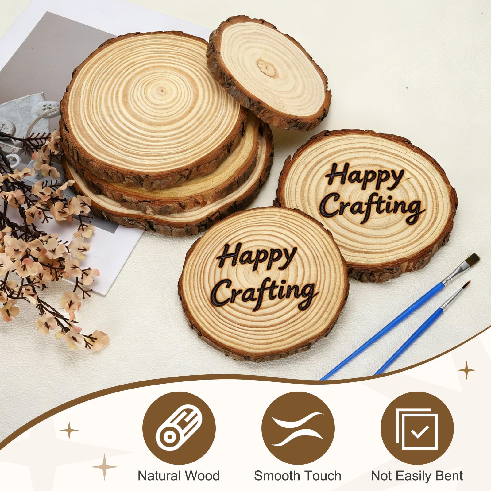 10 Stück Unbehandelte Holzscheiben - 15-16cm Natürliche Holzkreise Scheiben Mit Baumrinde Runde Holzuntersetzer [Für DIY Basteln Tischdekoration Weihnachtsschmuck Deko]