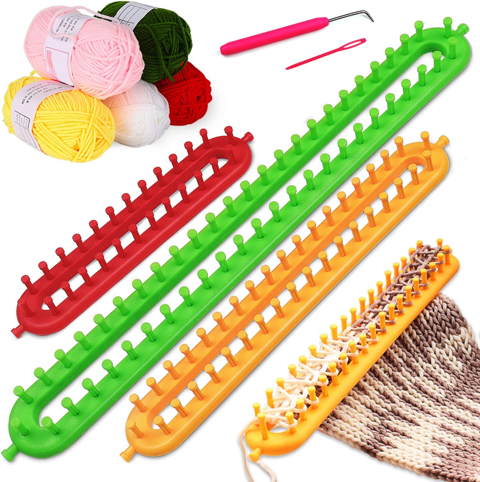 - Coopay Knitting Loom Kit for Beginners, 3 Size Loom Knittings for Scarf Blanket Shawl