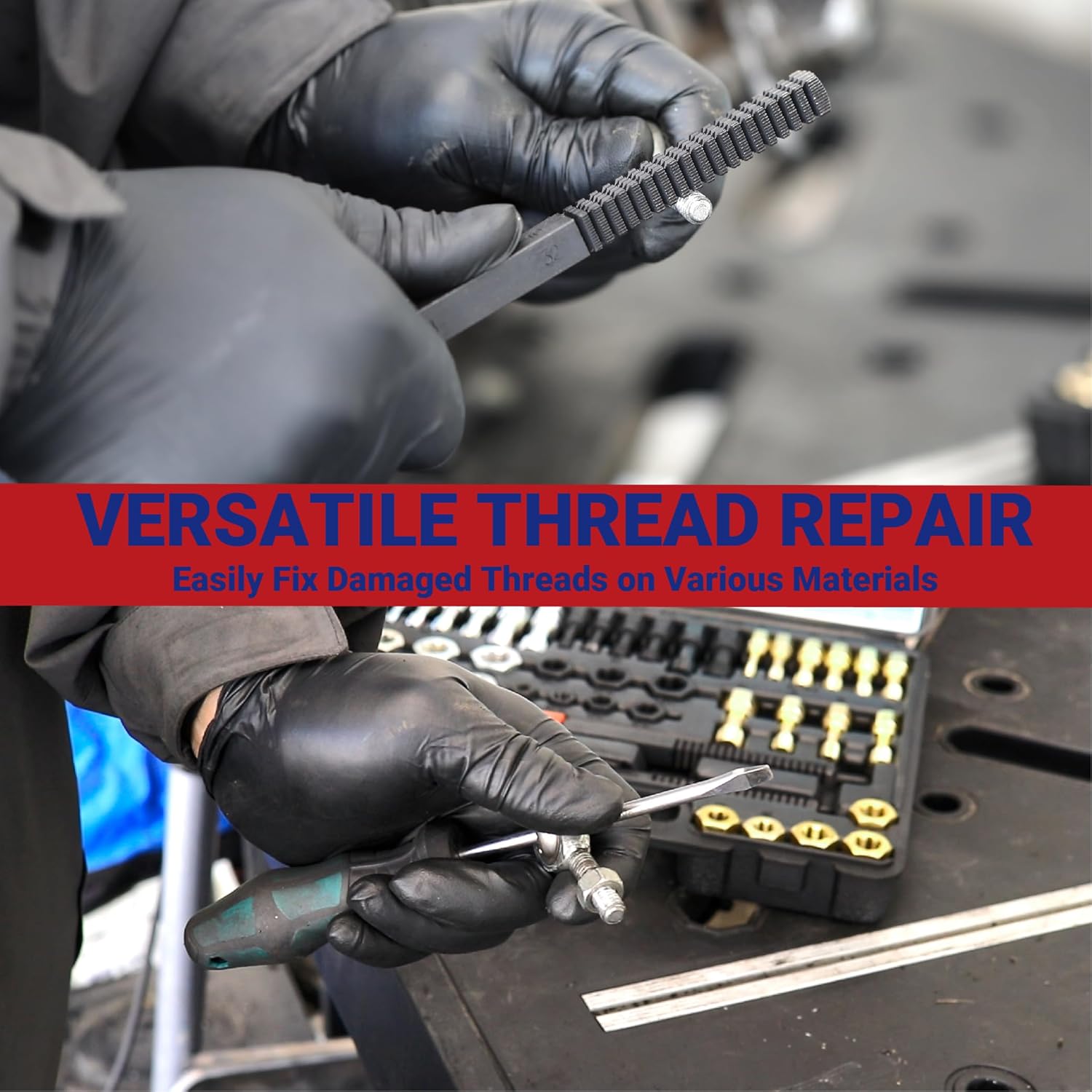 49PCs Thread Chaser Set, Metric & SAE Rethreading Tool Kit with 22 Taps, 24 Dies, 3 Thread Files - Universal Bolt Restorer in UNC UNF Metric Sizes for Automotive (Includes Portable Case)