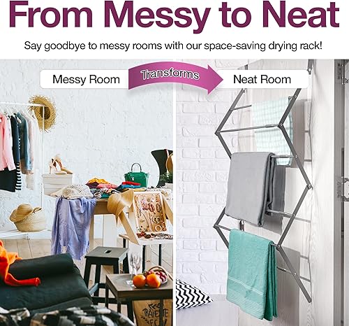 Miniatura 3 de BLACK+DECKER Estante de secado telescópico extensible sobre la puerta, organizador de ropa, colgador de toallas, lavandería, plegable, gris