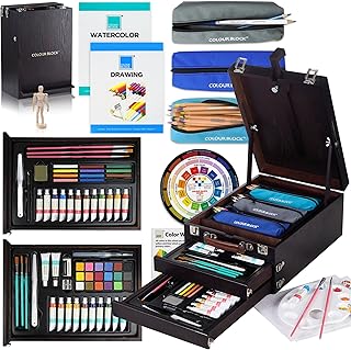 COLOUR BLOCK 152 Wooden Easel Art Supplies Set, Professional Painting an...