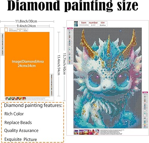 Miniatura 2 de ARPADAMO Kit de arte de diamante de dragón 5D para adultos principiantes, manualidades de diamante completo, kit de pintura de diamante redondo, kit