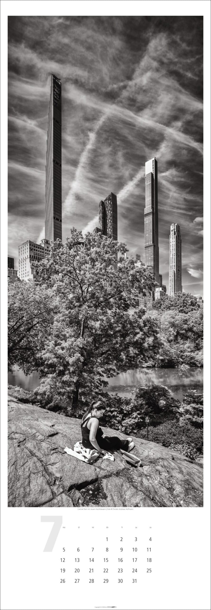 New York XXL - Kalender 2027 - Fotokalender im Vertikalformat - Weingarten-Verlag - Torsten Andreas Hoffmann - Wandkalender in schwarz-weiß mit New-York Aufnahmen - 34 cm x 98 cm