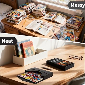 2-Pack Comic Book Stor-Folio - Portable Comic Books Storage Box with Strong Magnetic Closure,Exquisite Comics Book Case for Current,Silver Age,Regular Comics Books