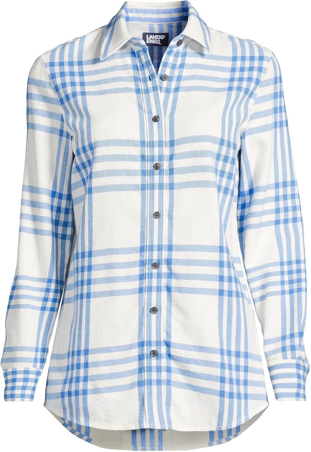 Lands' End Women's Flannel Boyfriend Fit Long Sleeve Shirt