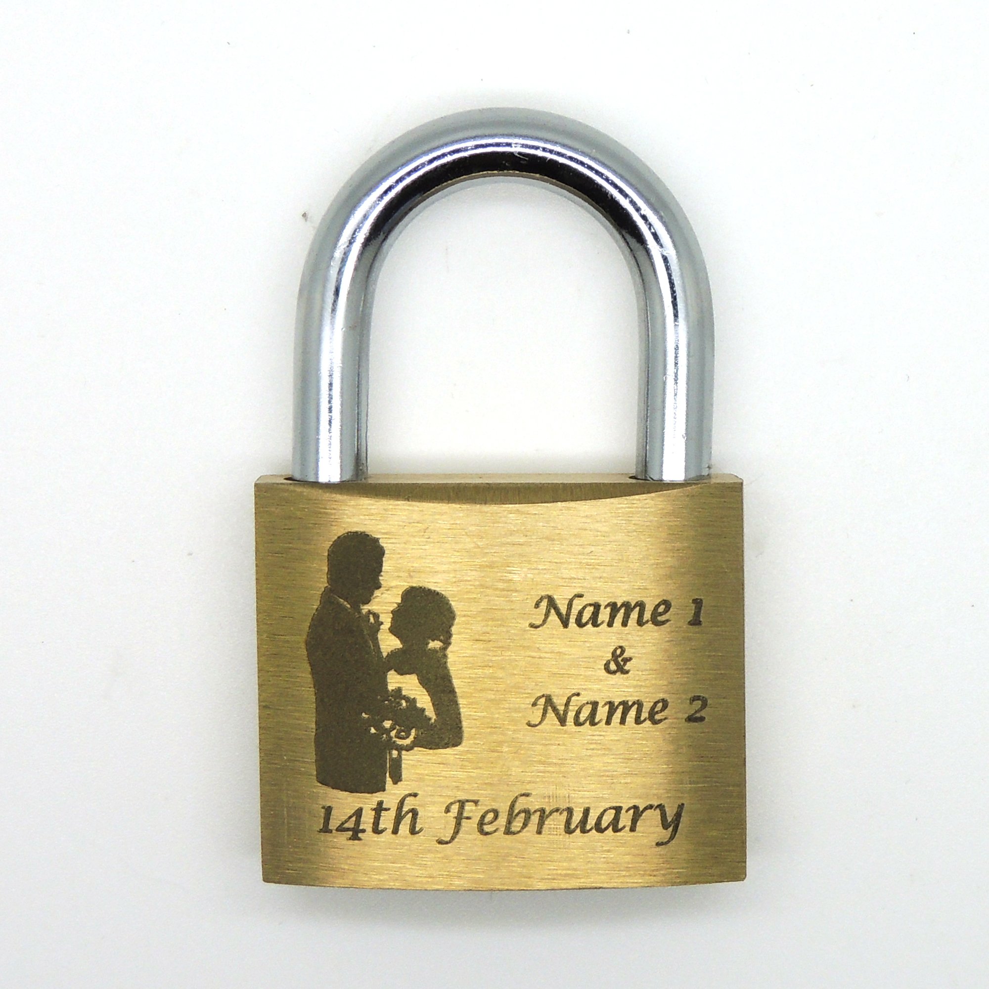 Engraved Love Padlock, 23 Styles, Bold Permanent Engraving + Gift Box. 40mm. Locks of Love ♡ (Bride & Groom, 40mm)
