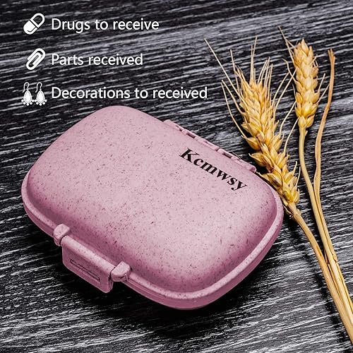 Miniatura 6 de Pastillero de viaje pequeño, portátil, diario, 8 compartimentos, pastillero para bolso, bolsillo para medicamentos, vitaminas, contenedor (rosa