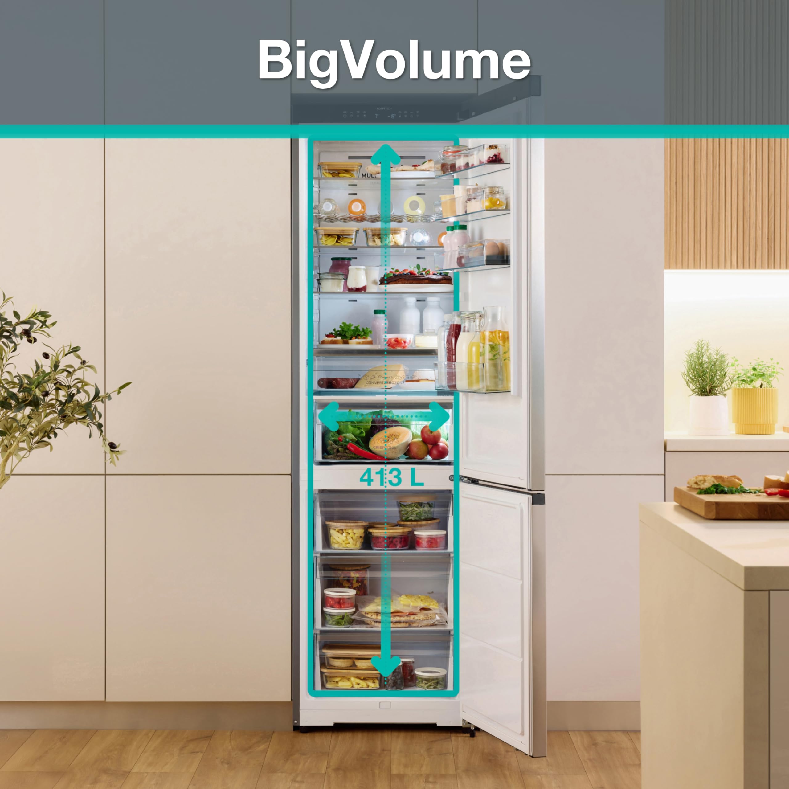 Gorenje NRB620C6X4WFE Kühl-Gefrierkombination Freistehend 413 Liter Total No Frost 34dB EEK C HxBxT 203x59,5x65,8cm Grau