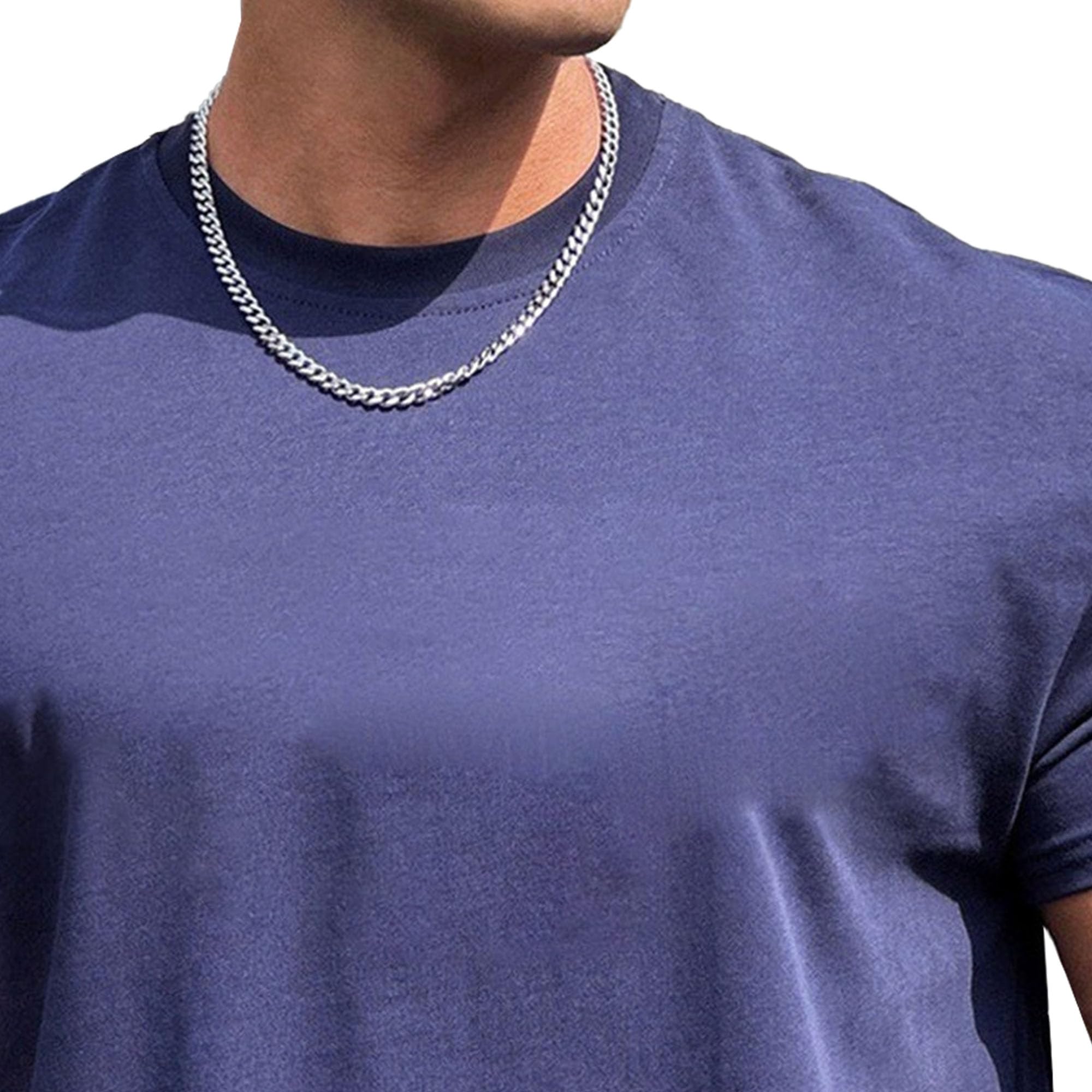 Men Loose Casual Cotton Fitness Shirts Basketball Training Elastic Sports Tee Top Summer Round Neck Jogging T-Shirt (Dark Blue,3X-Large)