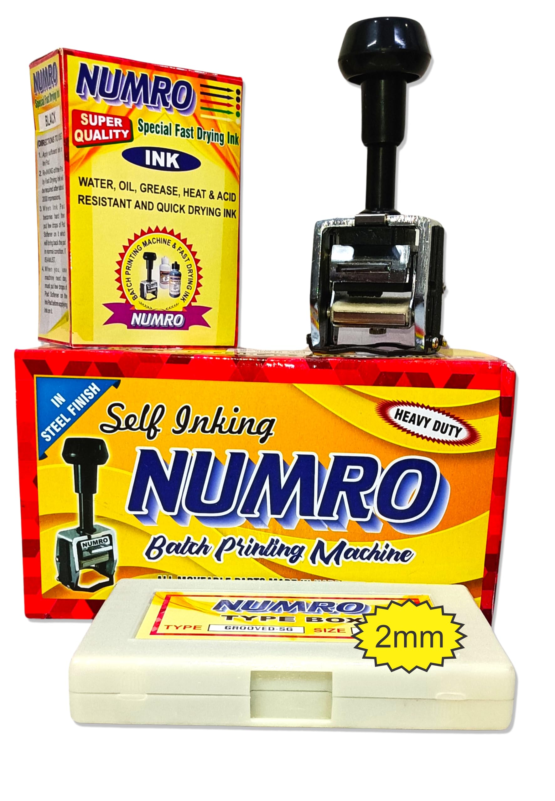 Numex (2MM) Self Inking Heavyduty Batch Coding (Printing) Machine/Mini Printer -Letter Size (NUM-(A36)- 2MM)