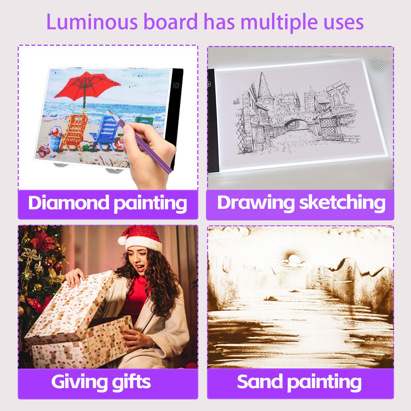 DNSGOOR 189Pcs all Inclusive Diamond Painting Accessori Strumenti di Pittura Diamante Kit Diamond Art Accessori Kit con A4 Diamond Painting Light Pad, Diamond Art Sealer Colla per DIY Craft