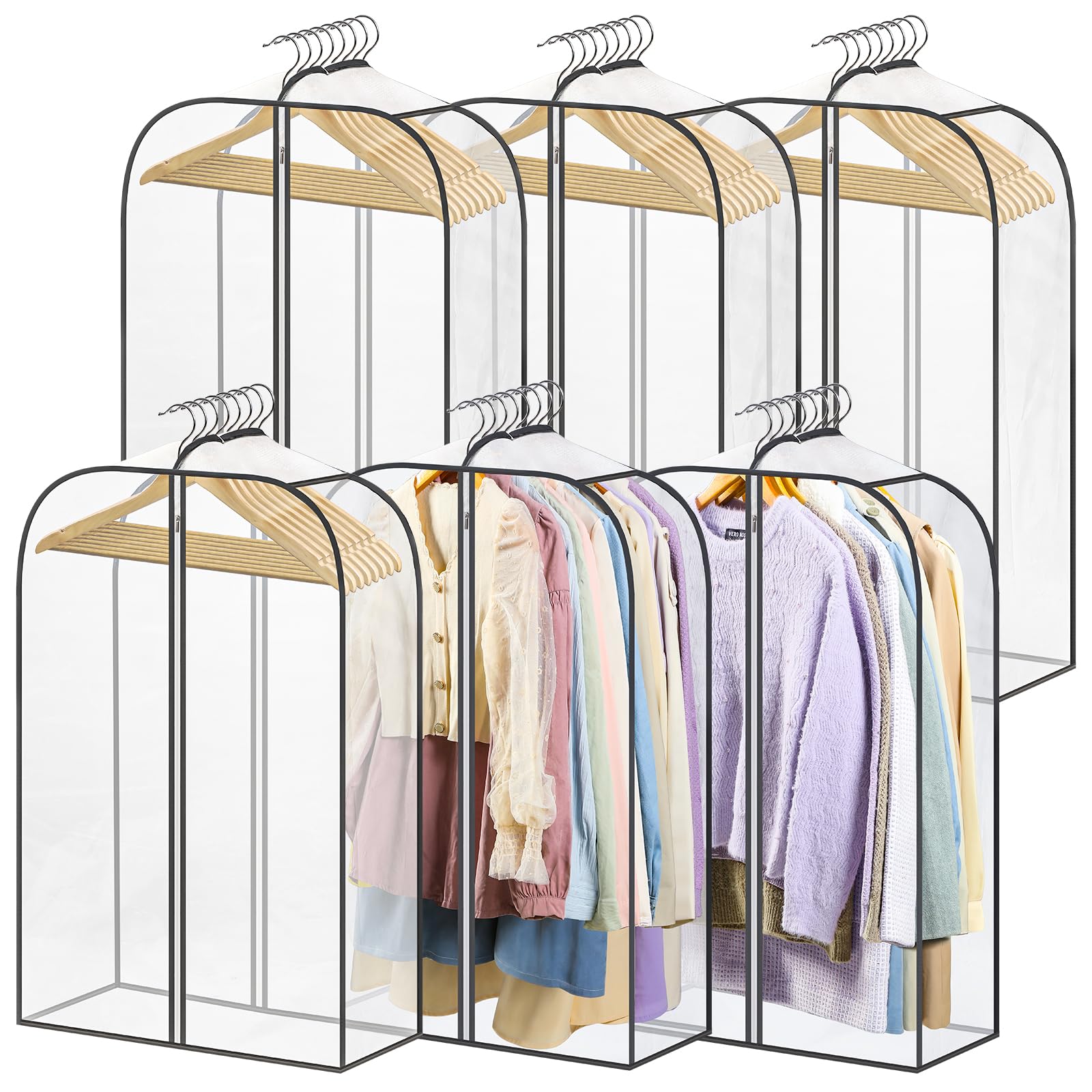LANDNEOO 6 Pack Clear Garment Bags - clothing and closet storage | Mubboo