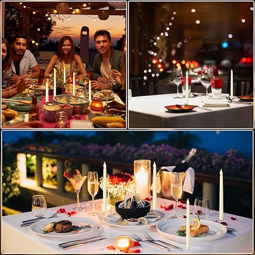 Miniatura 2 de Velas cónicas sin llama con control remoto y temporizador de 11 pulgadas, funciona con pilas, velas LED parpadeantes, luz cálida para bodas,