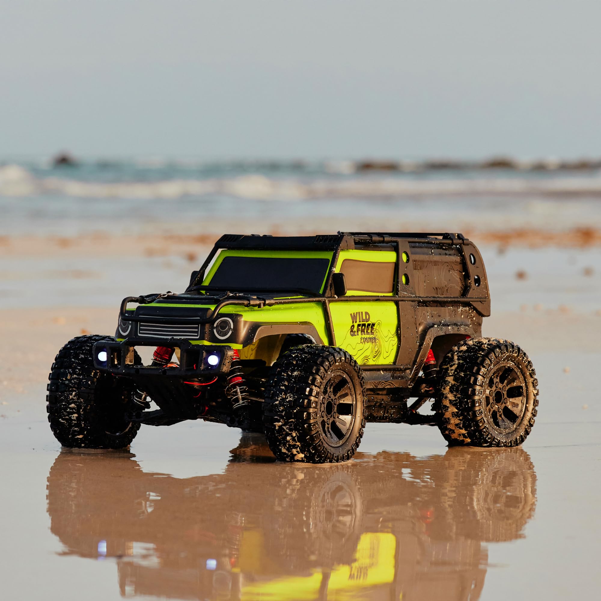 Lionelo Overmax X-Vast zdalnie sterowany samochód 4WD 1:10, 30 km/h Offroad RC, 2,4 GHz, 40 min z 2 akumulatorami, tłumikiem oleju, LED, jazda na dwóch kołach, Crawler dla dzieci 8+ i dorosłych