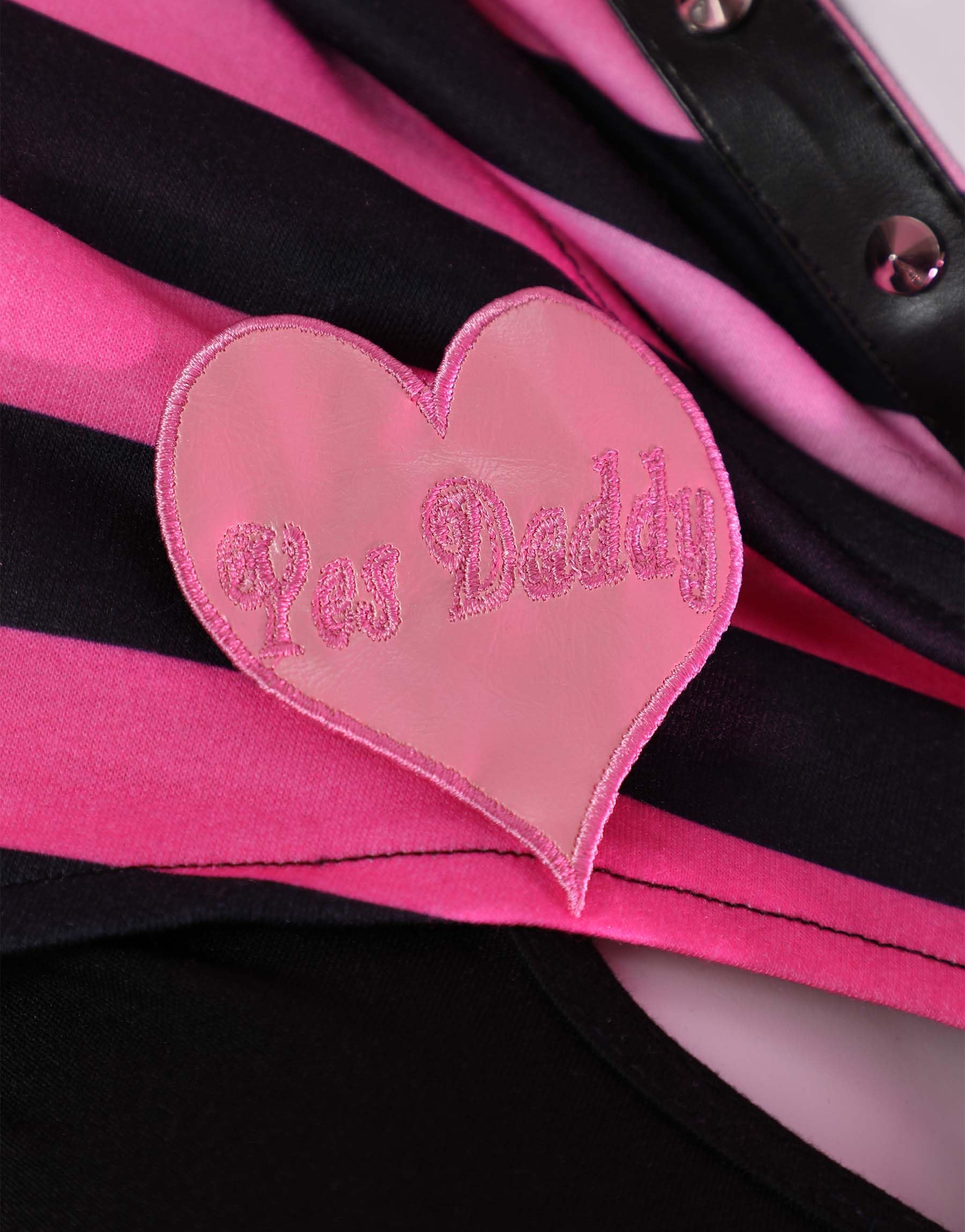 Mobbunny SUGAR BABY Yes Daddy Women Lingerie Set Striped Bunny Girl Style Top and Panty Set with Fishnet Stockings and Chains