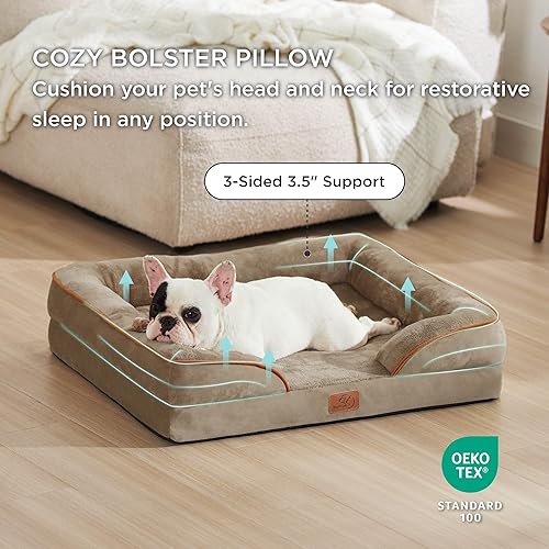 Vista 298 de Bedsure - Cama ortopédica mediana para perros, sofá cama impermeable para perros medianos, espuma de soporte con funda extraíble y lavable, forro