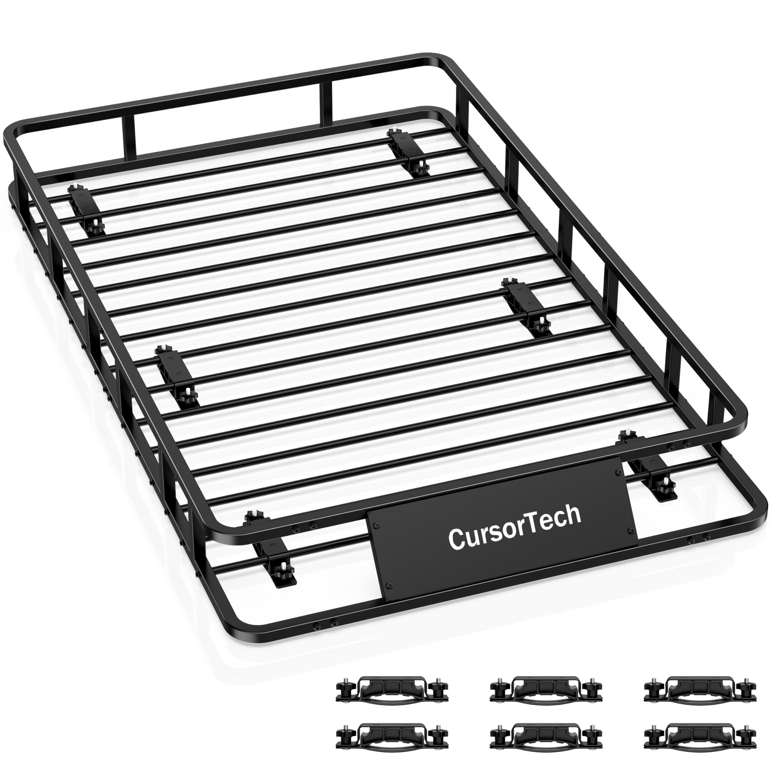 Photo 1 of **missing hardware** CursorTech Roof Basket 64" x 39" Heavy Duty Roof Rack Cargo Basket 300 lbs Capacity Steel Rooftop Cargo Carrier Luggage Holder Rack for SUV Truck Car Travel Camping Storage