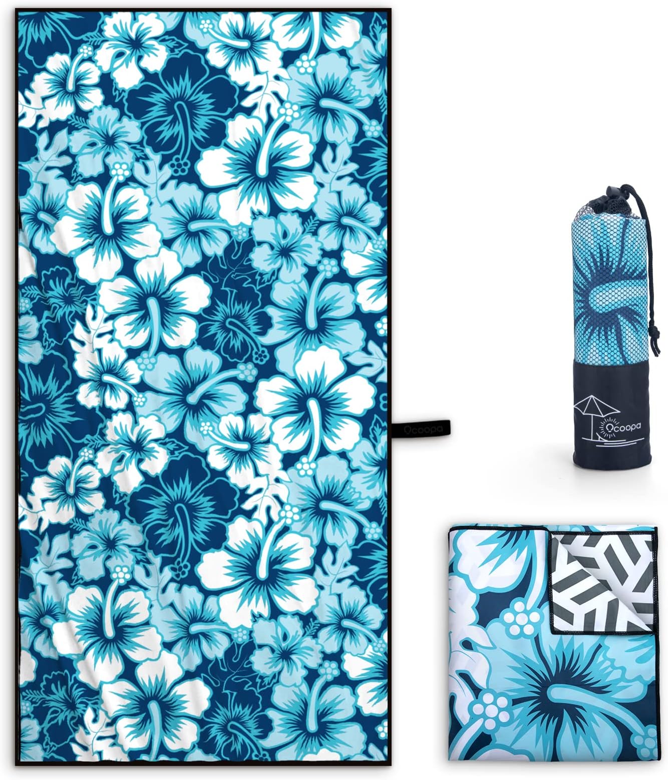 OCOOPAMicrofiber Beach Towel Fast Drying, Extra Large 71" x 32" Sand Free Beach Towel Super Lightweight Towels for Swimming Pool, Camping, Picnic, Yoga Gym Sports