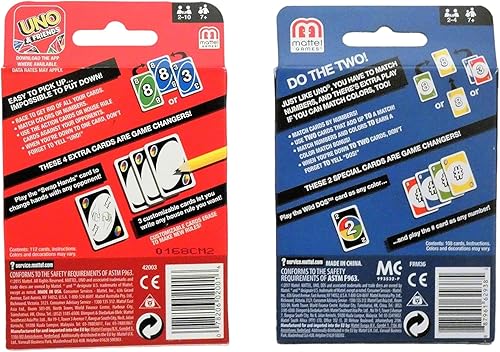 Miniatura 4 de Mattel Juego de cartas Uno incluido con juego de cartas Dos, multicolor