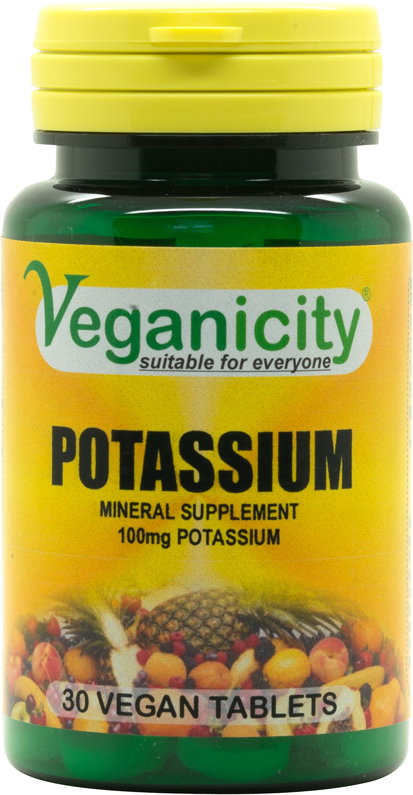 Veganicity Potassium 100mg : Bone & Joint Health Supplement : 30 Tablets, in a Planet-Friendly 99% Recycled Pot