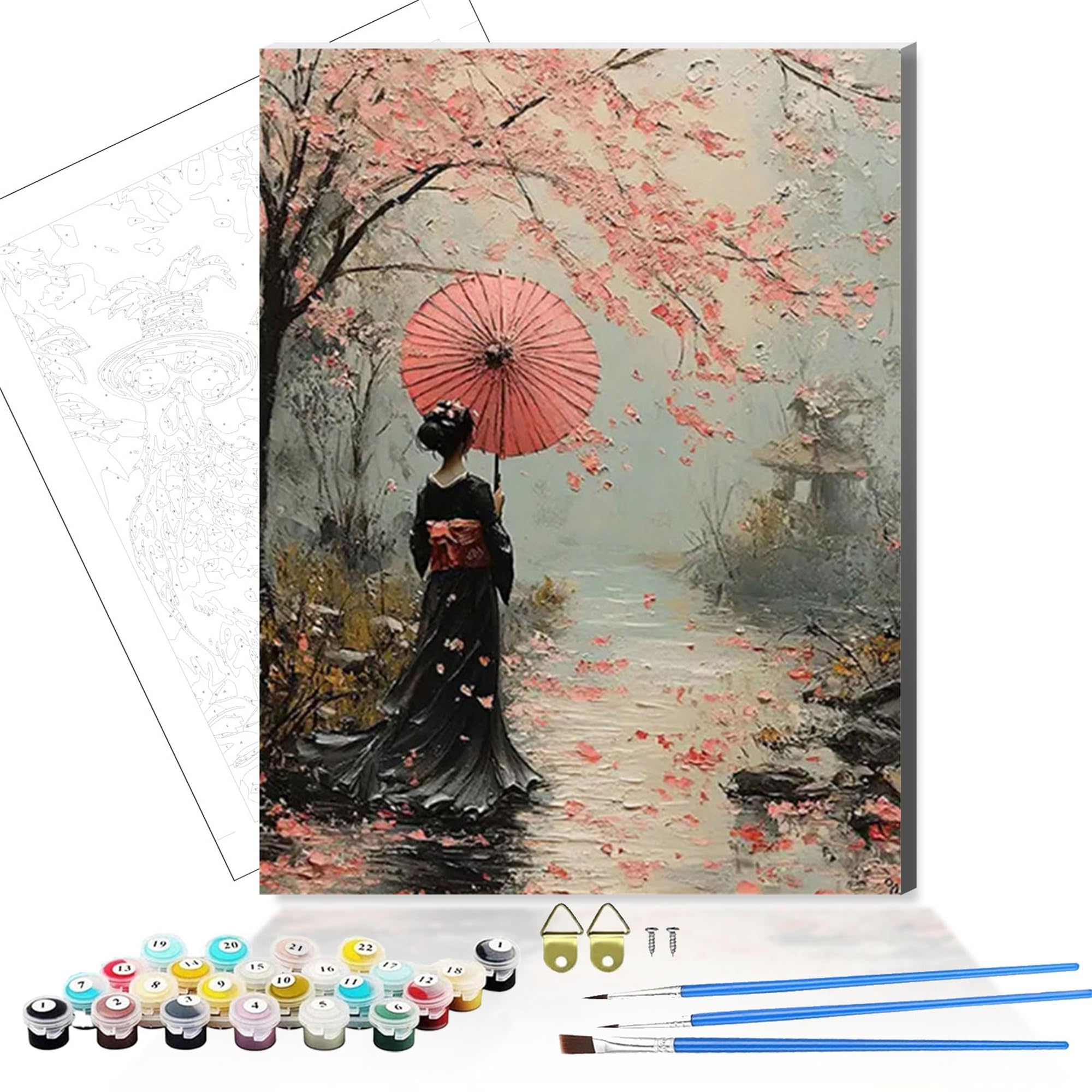 Formeyart Falling Flowers Paint By Numbers Kit For Adults,Diy Easy Painting Kits On Canvas With Wooden Framed, Small Color By Numbers Acrylic,Adult Paint By Number For Gifts,Home Wall Decor (Falling Flowers)