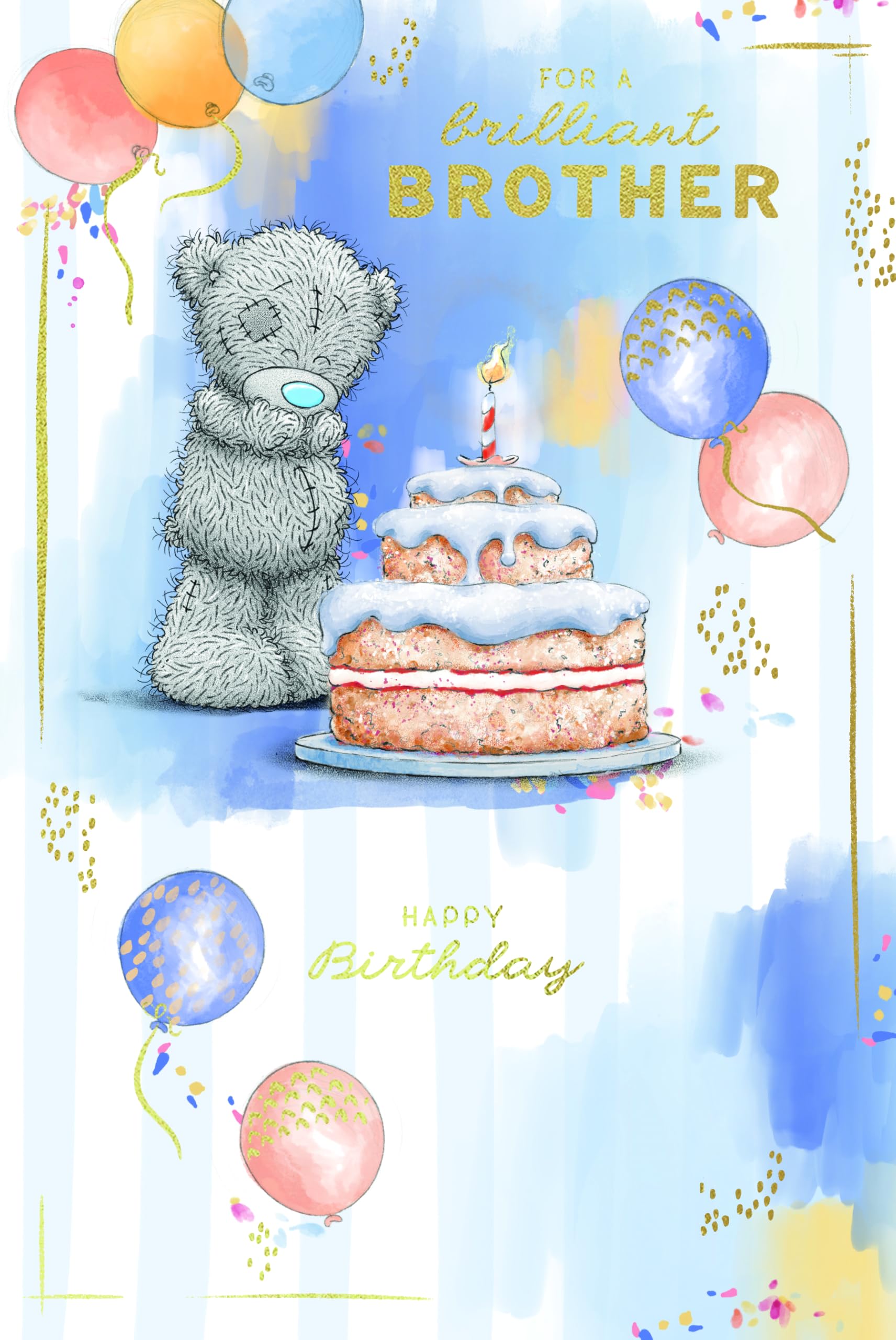 Me To You Tatty Teddy Cute Birthday Card For A Brilliant Brother, 6 X 9 Inches - Official Collection
