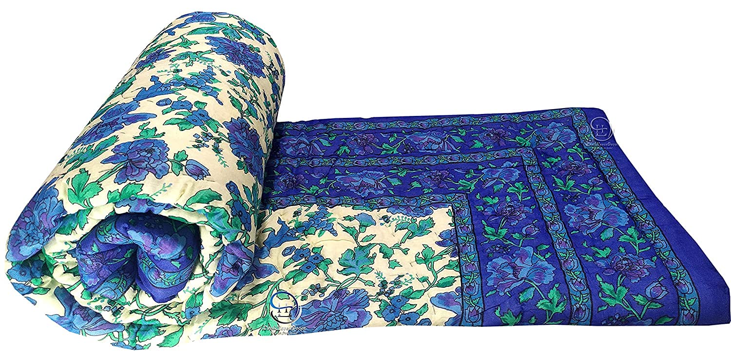 Buy CHARODIYAS Rajasthani Light Weight Single Bed Soft Jaipuri AC Quilt/Razai Designer Blue