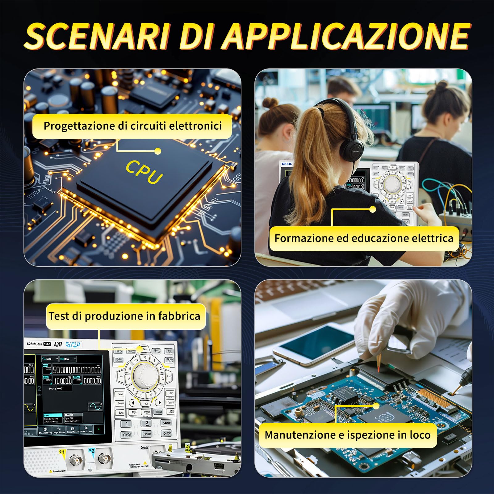 RIGOL Generatore di Segnale,DG852 Pro Generatore di Funzioni,50 MHz,2 Canale,Risoluzione a 16 bit,Schermo touchscreen HD da 7",Ultra-portatile,Perfetto per test sul campo e didattica in laboratorio
