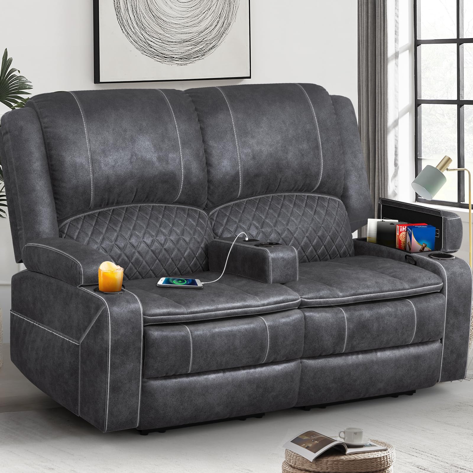 Yolsali Dutch Velvet Loveseat Recliner Sofa
