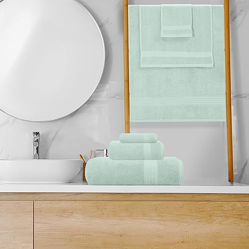Miniatura 4 de GLAMBURG Juego de toallas ultra suaves de 8 piezas, 100% algodón puro hilado en anillo, contiene 2 toallas de baño de gran tamaño de 27 x 54