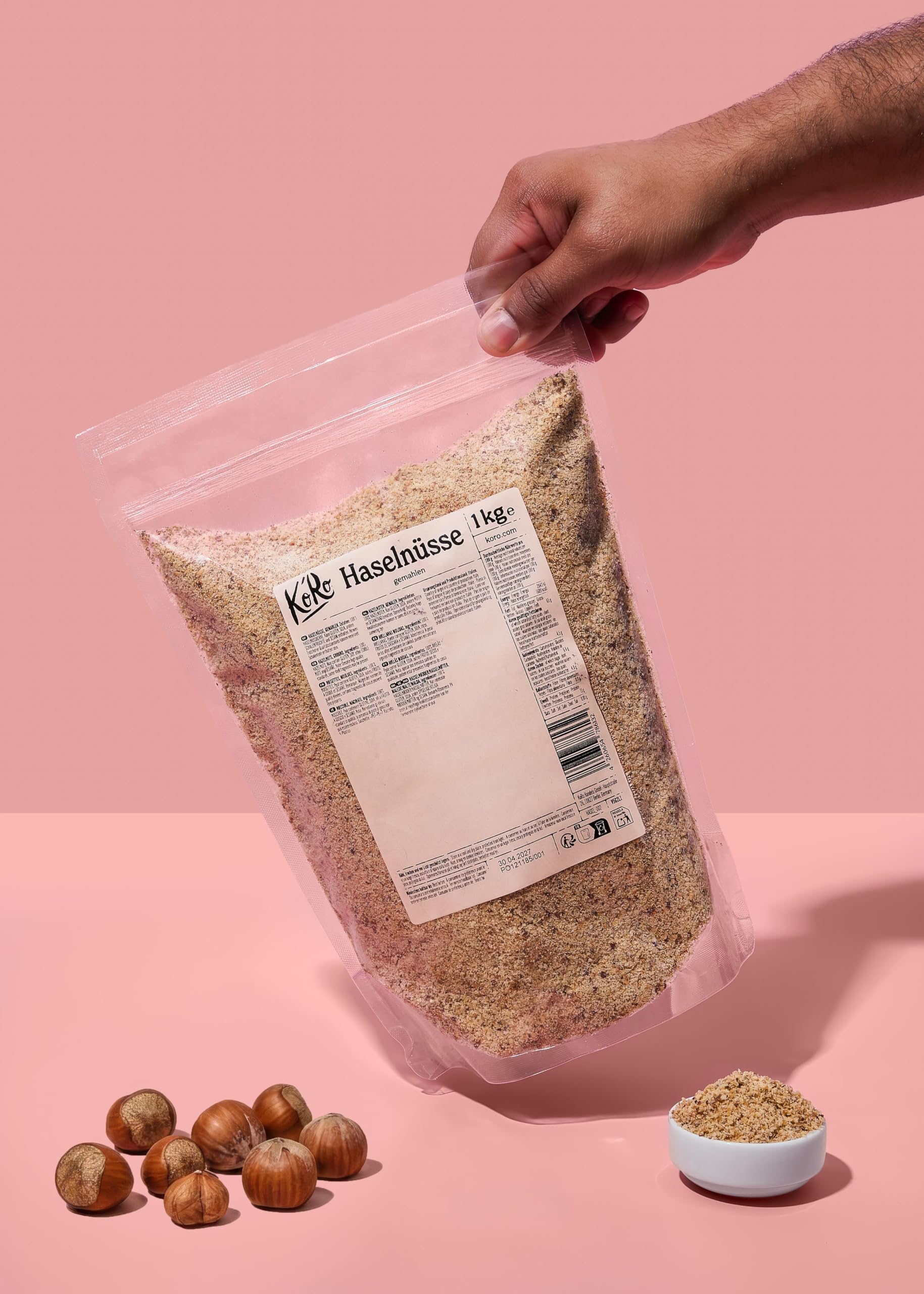 KoRo - Gemahlene Haselnüsse 1 kg - 100 % natürlich - Ohne Zusatzstoffe - Vegan - Glutenfrei - Ballaststoffquelle - Großpackung