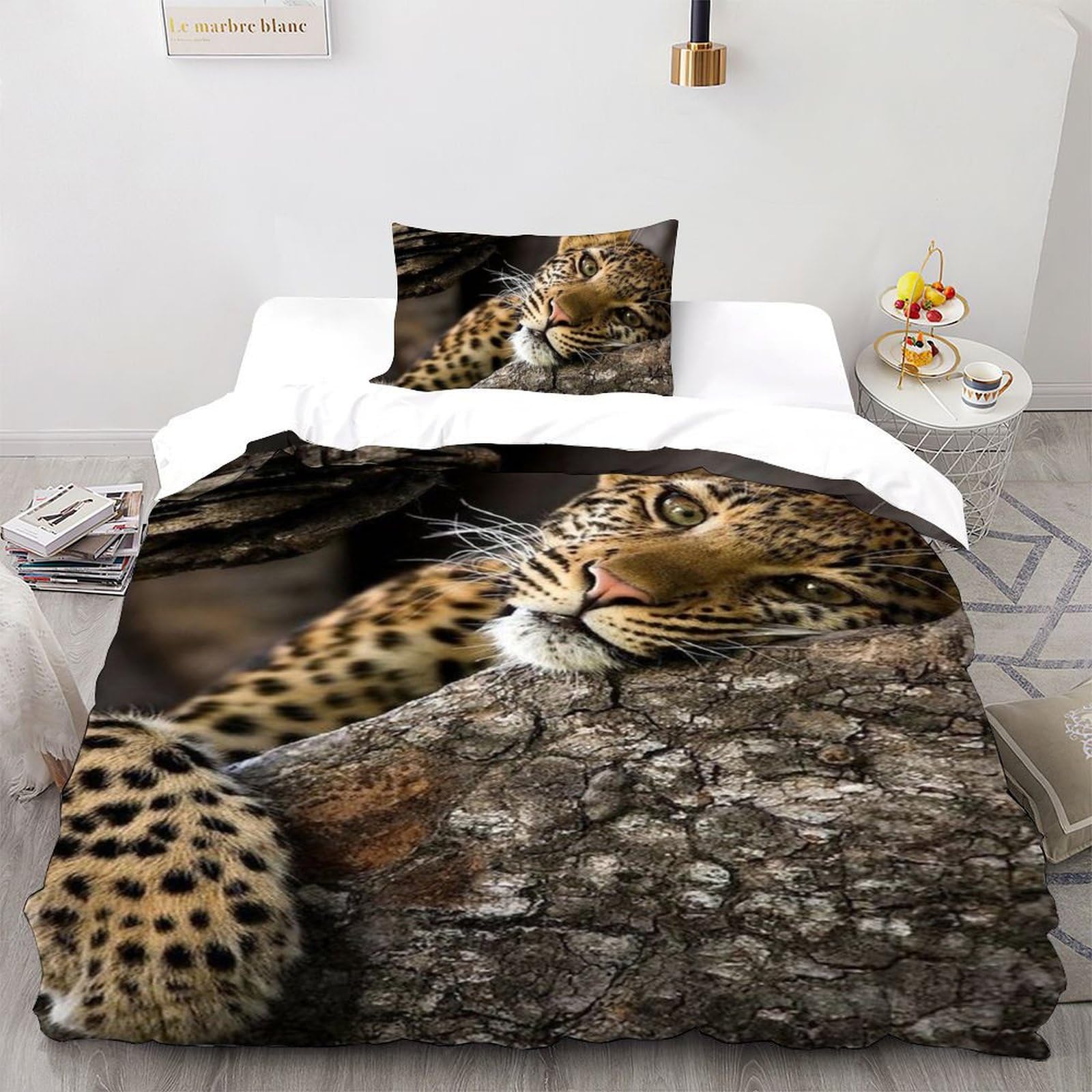 Housse de couette guépard imprimé 3D pour chambre de garçon