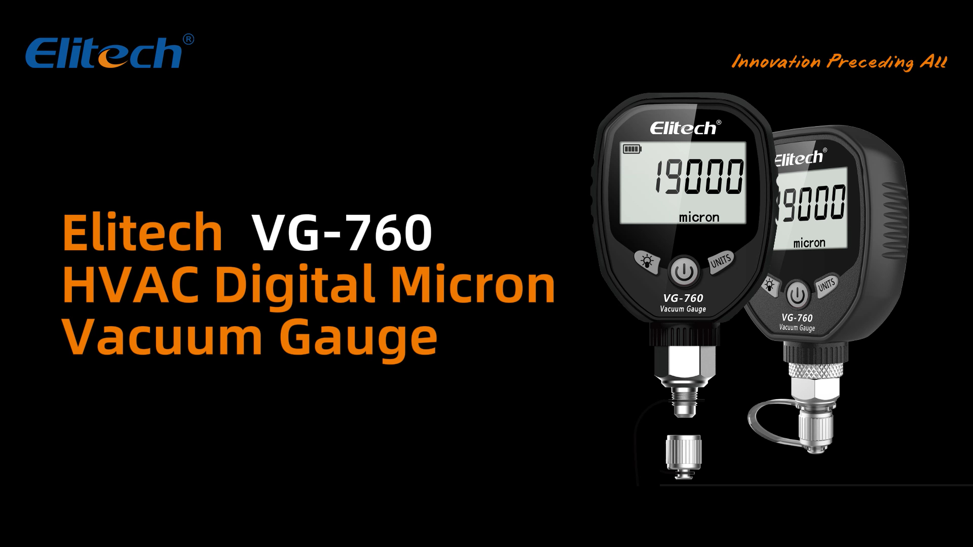Elitech VG-760 Digital Micron Vacuum Gauge HVAC Micron Meter