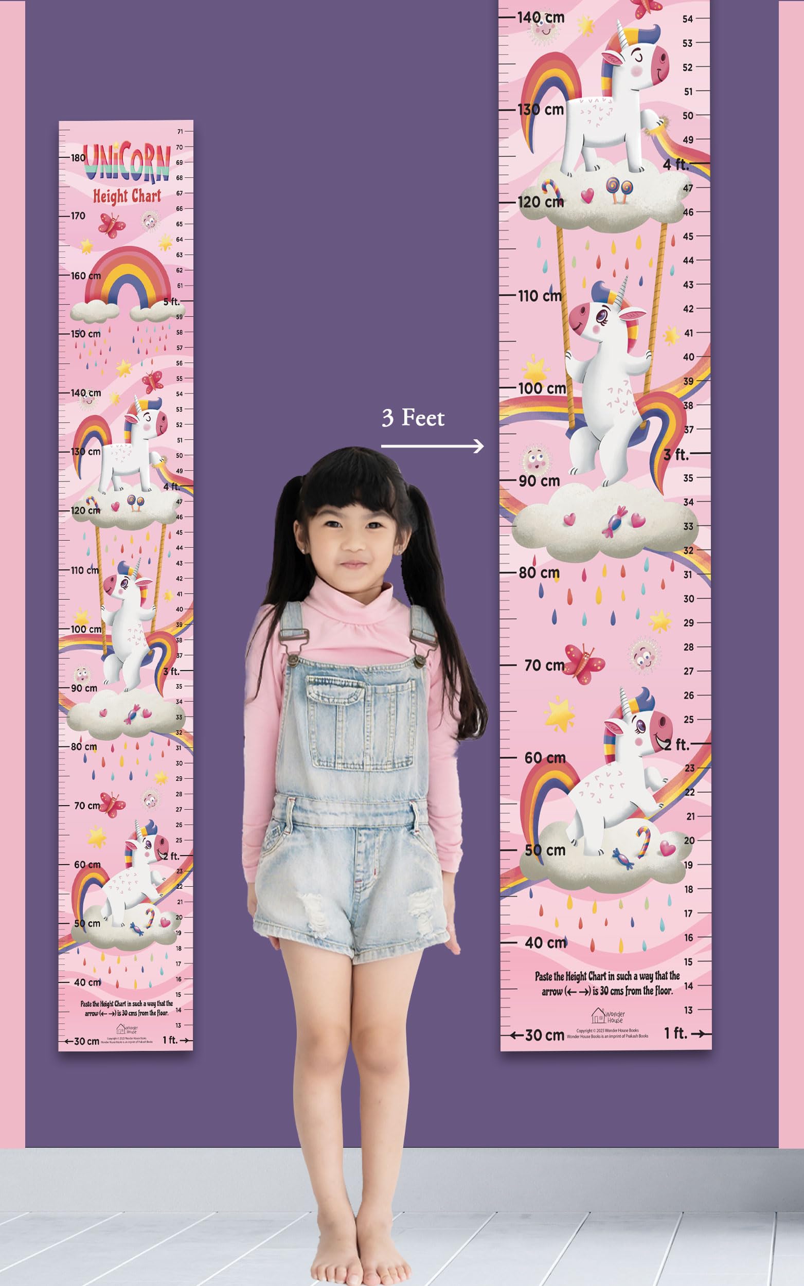 Unicorn Height Chart (Height Chart For Kids | Height Measuring Scale Sticker | Height Chart Wall Sticker For Children | Nursery Decoration) 3