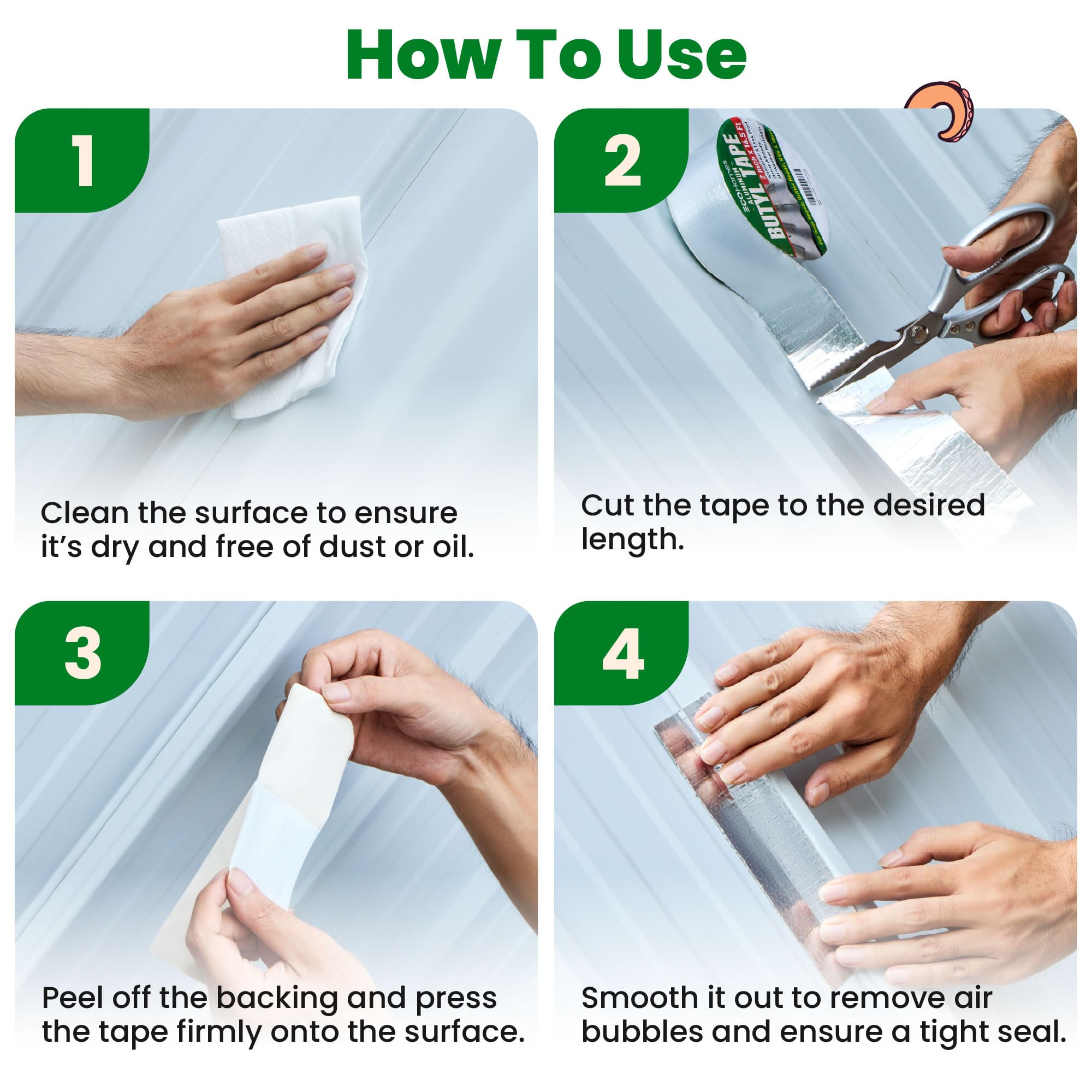 ECOHomes Cinta de butilo de aluminio, cinta de aluminio impermeable para fugas (20 pulgadas de ancho) | Cinta de sellado de butilo para techos, reparación de canalones, agujeros de canalón, tuberías