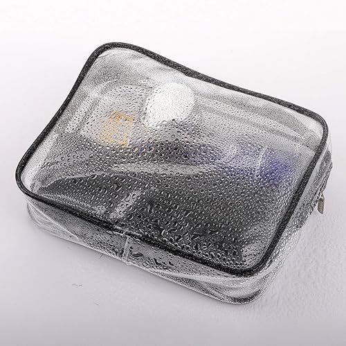 Miniatura 5 de Hedume Juego de 9 bolsas de maquillaje transparentes, aprobadas por la TSA, juego de neceser transparente, PVC impermeable con asa de cremallera,