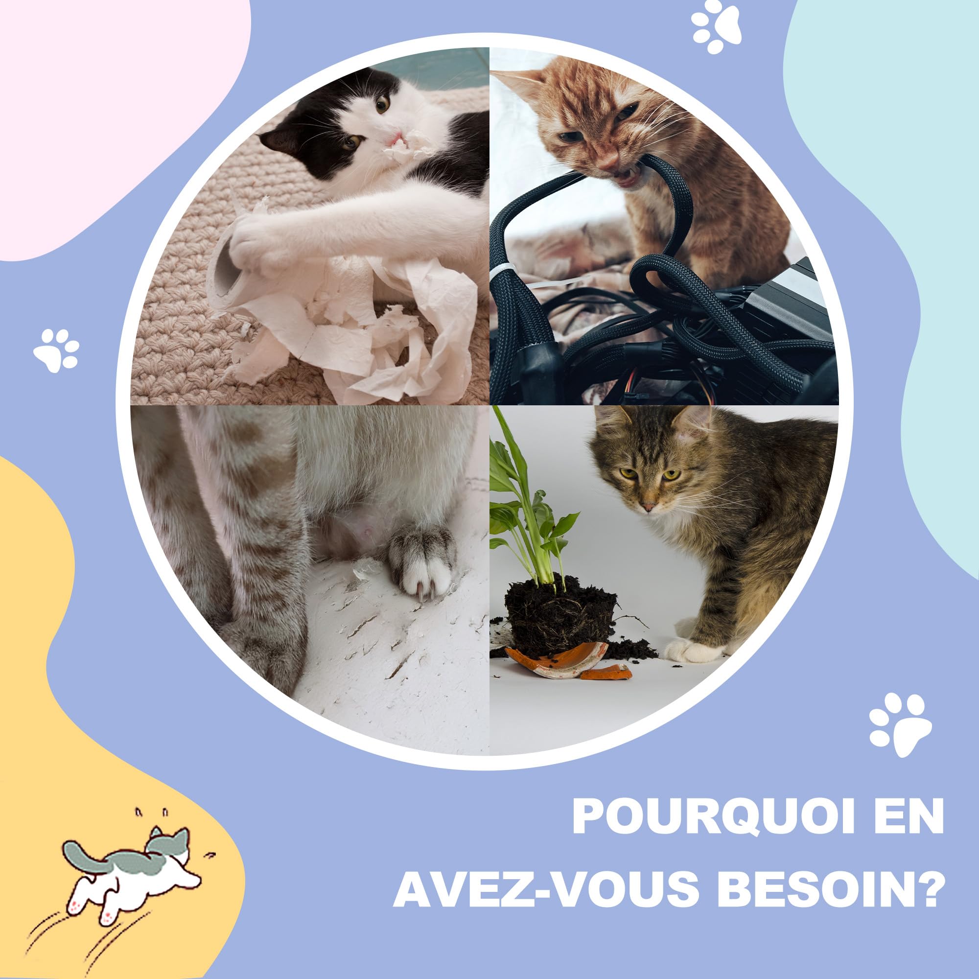 PawHut Tunnel pour Chat intérieur, Jouets pour Chats, Tunnel de Jeu avec Balle Suspendue pour Chats avec 2 niches, entrées Multiples, en sisal, crème