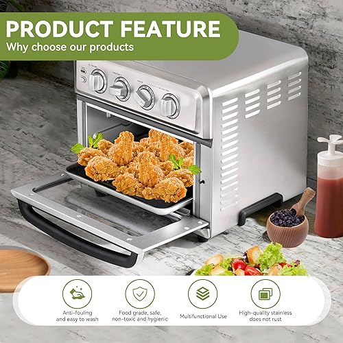 Miniatura 6 de Quality Baking Sheet Pan, 12.4"x11" Stainless Steel Air Fryer Tray Replacement for Cuisinart Air Fryer TOA-060 and TOA-065, Dishwasher Safe