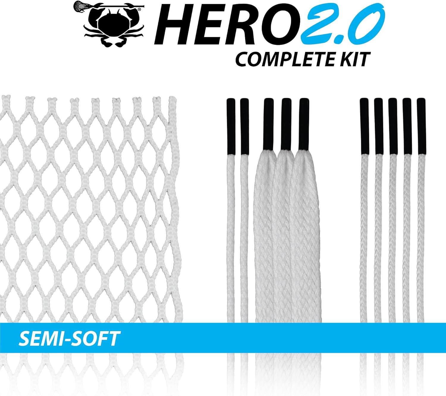 ECD Lacrosse East Coast Dyes Hero2.0 Complete Kit Semi-Hard Lacrosse Mesh White : Sports & Outdoors
