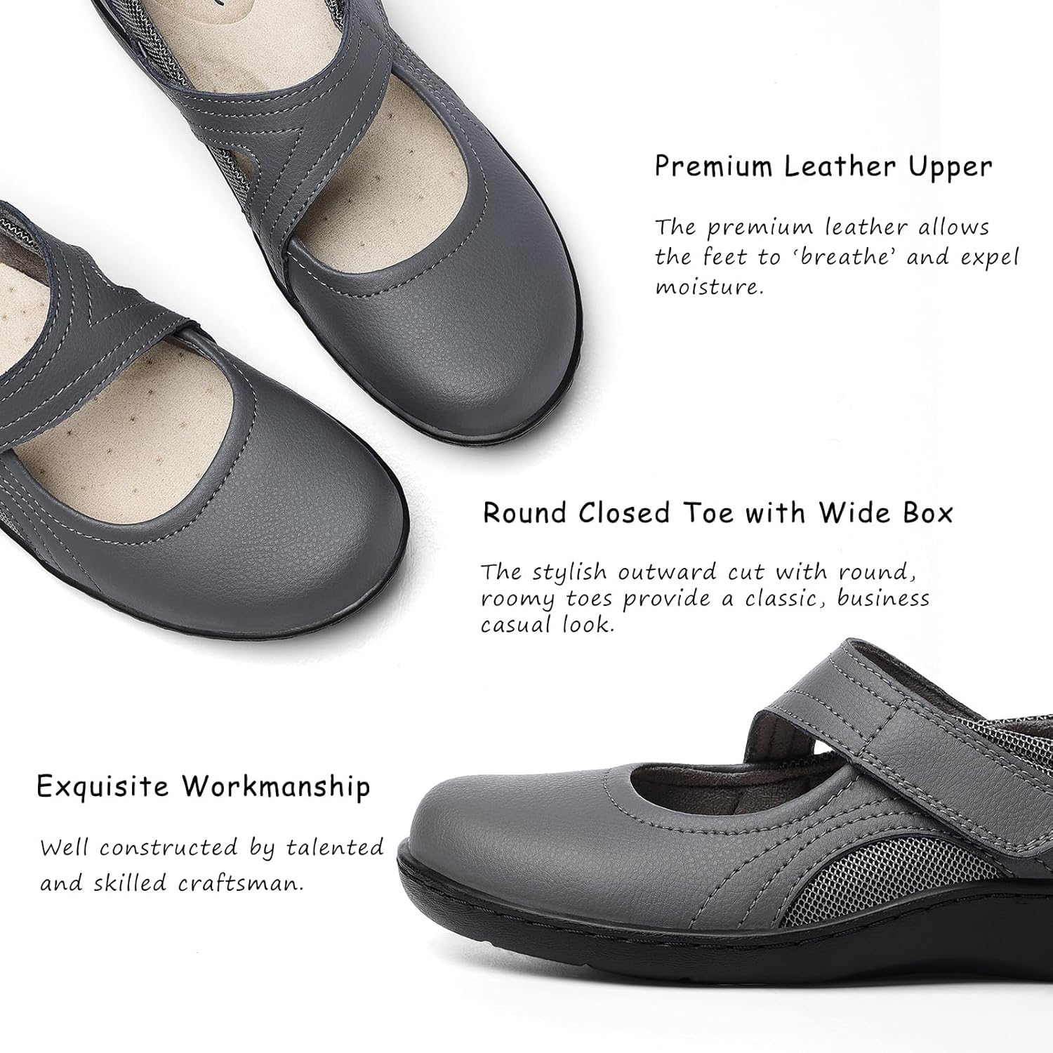 Women's Classic Comfort Mary Jane Flats Fashion Casual Dress Shoes Cute Closed Toe Slip On Lightweight Breathable Walking Shoes - Image 4