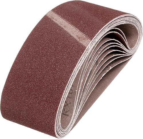 Miniatura 78 de HARFINGTON 3 correas de lijado de 18 pulgadas, 12 unidades de 60 granos de óxido de aluminio abrasivo de lijadora para carpintería, pulido de metal,