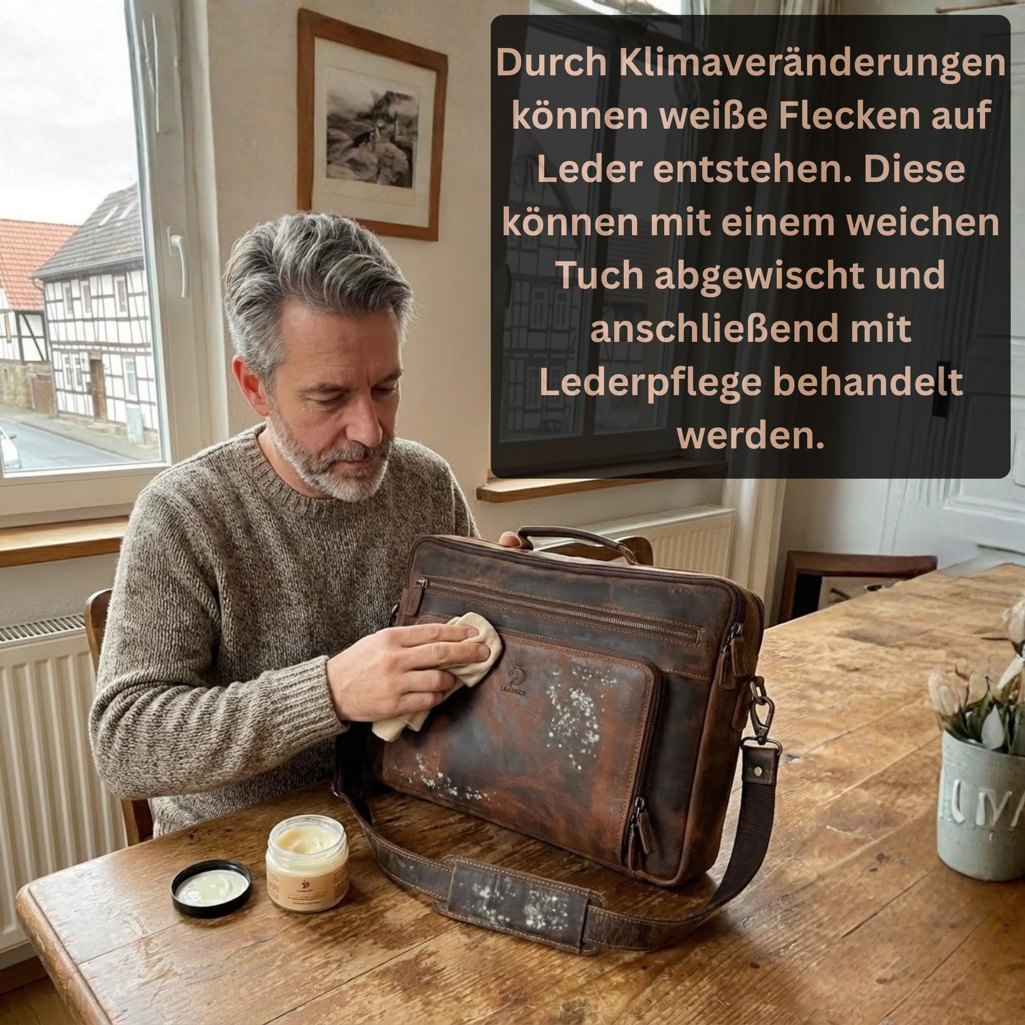 17 Zoll Echte Jäger Leder Laptop Schulter Aktentaschen für Herren Rustikale Vintage Braun Umhängetasche im Distressed Look, Messenger Arbeitstasche mit Gepolstertem Laptopfach