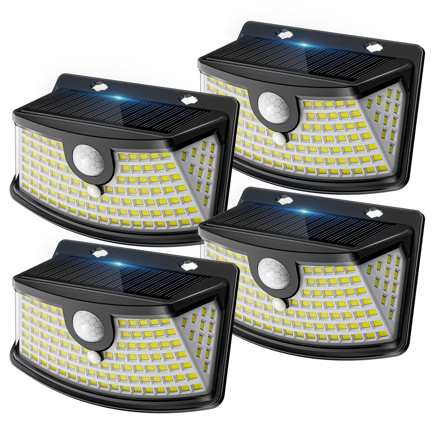 4-Pack Outdoor Solar Light – 120 LEDs IP65 Waterproof, Motion Detector 26 ft, 270° Wide Angle, Lithium Battery, Outdoor Solar Light, Motion Detector
