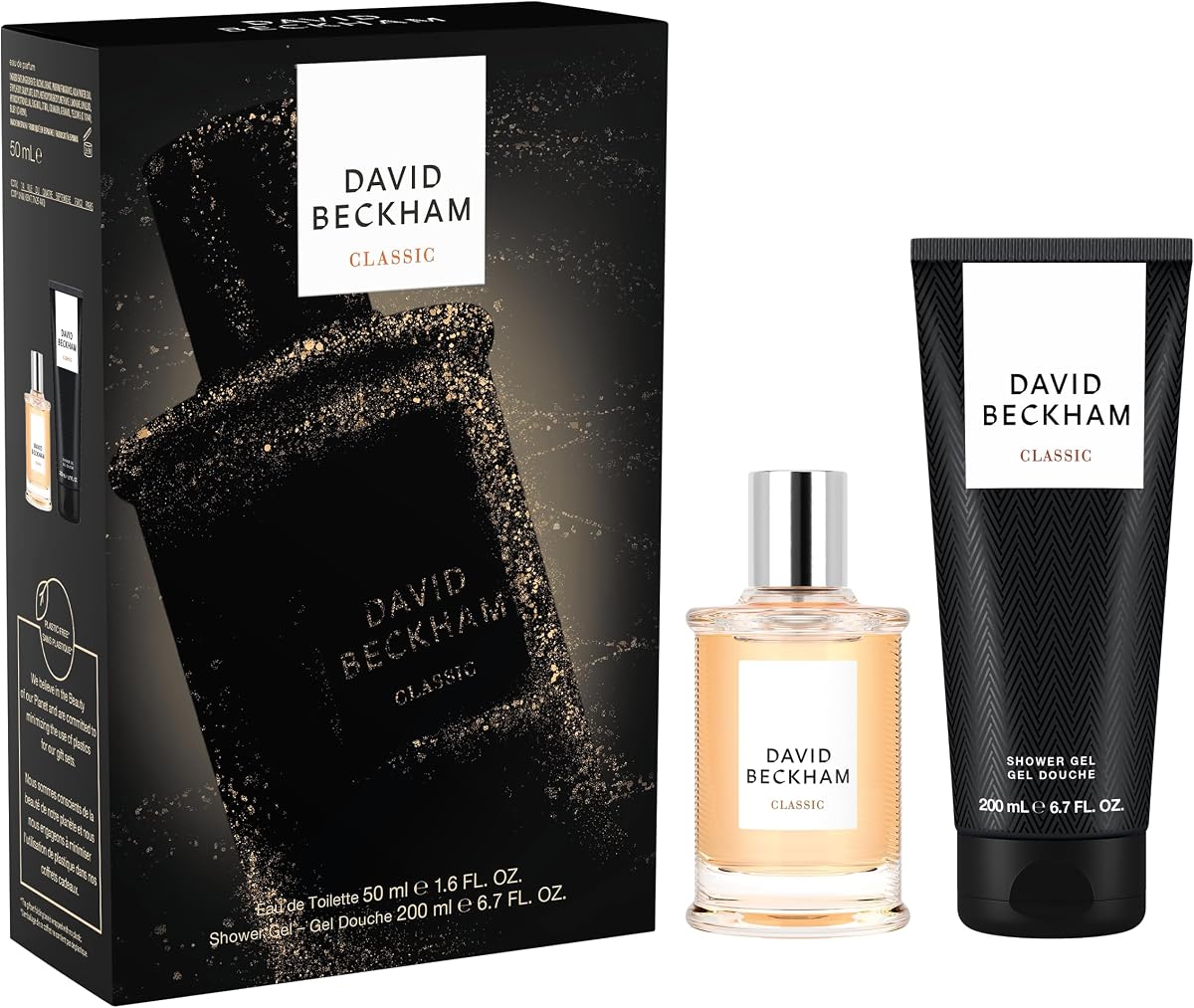 David Beckham Classic Eau de Toilette + Shower Gel Gift Set, Notes of Grapefruit, Cashmere Wood, and Musk, Men's Fragrance, Long Lasting, Everyday Fragrance