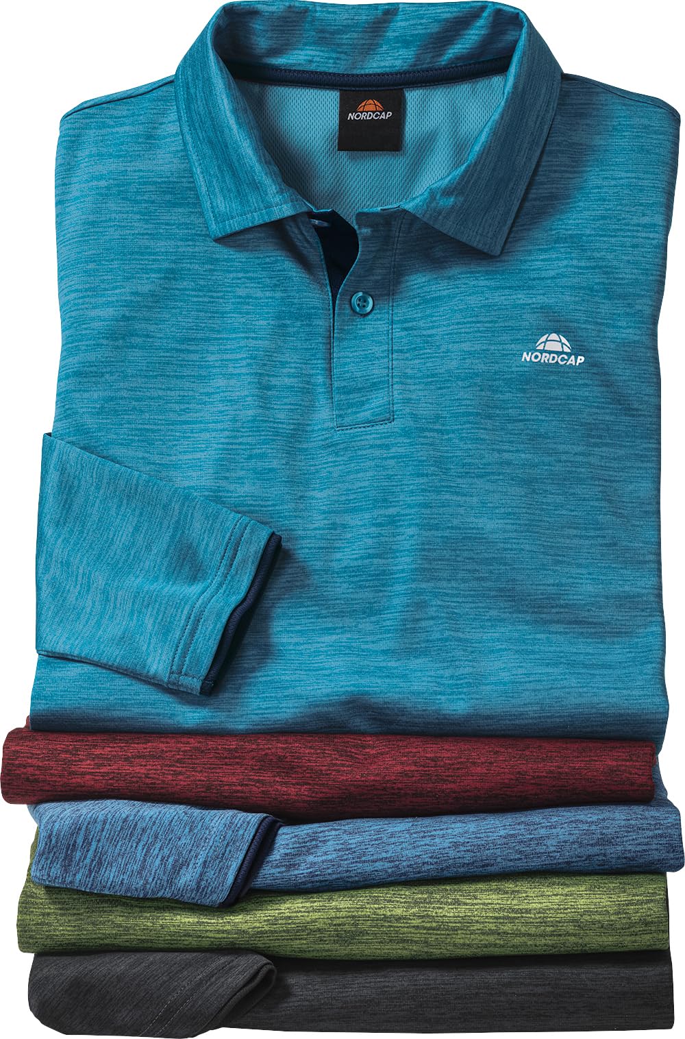 NORDCAP Langarmshirts Herren, schnelltrocknende atmungsaktive Longsleeves, ultraleichte Poloshirts Herren Langarm im praktischen 5er Pack, bunt, Gr. M - 3XL
