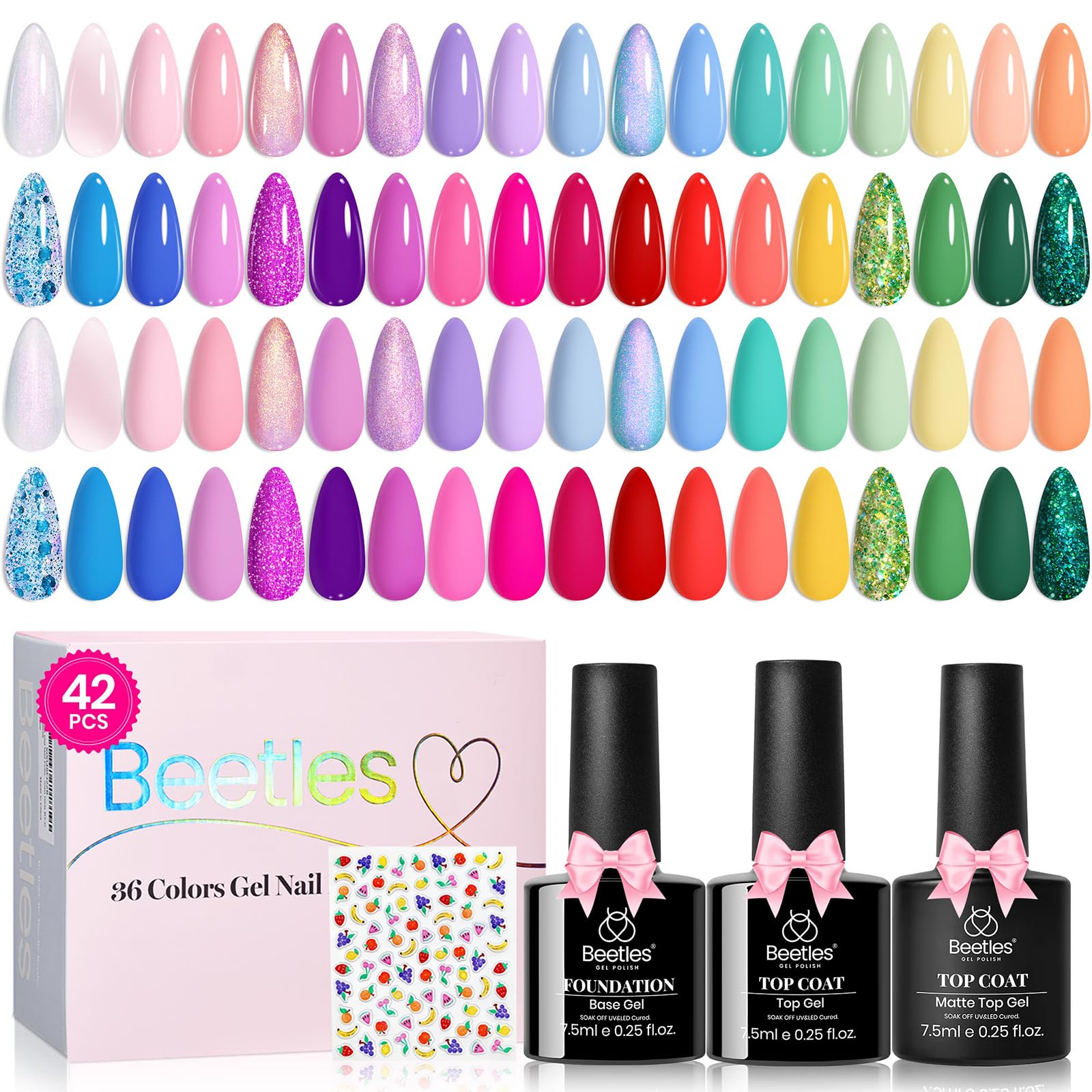 Amazon.com: Beetles 36 Colors Gel Nail Polish Set, 42pcs UV Gel